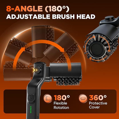 Sakerplus Electric Grill Brush,Cordless Rechargeable Grill Cleaning Brush with 2 Heads, 3-Speed & Angle Adjust, 400 RPM Waterproof Grill Cleaner for Outdoor Grill for Outdoor Camping Barbecue Grates