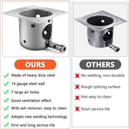 QuliMetal Upgraded Fire Burn Pot and Hot Rod Ignitor Kit Replacement Parts | for Traeger, Pit Boss & Camp Chef Pellet Grill Smoker, Durable Fire Burner Pot with Ash Remover, Screws & Fuse