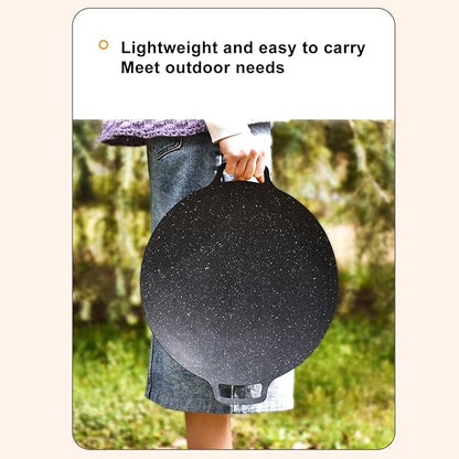 Korean Grill Pan,14.17inch Nonstick Round Griddle Grill Pan for Korean BBQ,Round BBQ Griddle with Handle,Multifunctional Stove Plate for Meats, Pancakes, Ribs