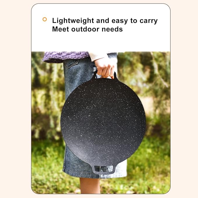 Korean Grill Pan,11.8inch Nonstick Round Griddle Grill Pan for Korean BBQ,Round BBQ Griddle with Handle,Multifunctional Stove Plate for Meats, Pancakes, Ribs