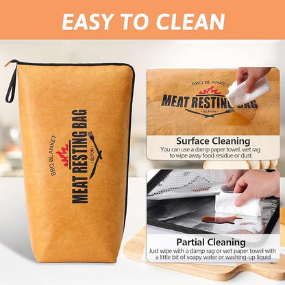 BBQ Blanket for Resting Meat, Smoked Grilled Bag for Brisket, Turkey, Pork Shoulder, Beef, Rest Ez Smoker Meat Resting Blanket Wide Mouth, Grilling Gift for Men, Dad, Husband