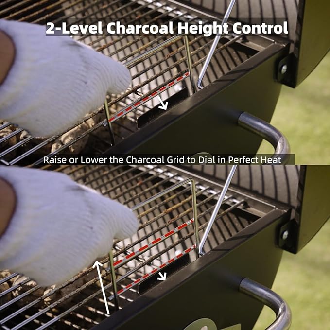 Charcoal Grill With Warming Rack & Side Shelf, Portable Outdoor BBQ Grill With Wheels For Backyard Patio