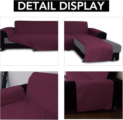 Easy-Going Reversible L-Shape Sectional Couch Cover, Small, Wine/Wine | Soft Sofa Slipcover For Dogs, Fits Left/Right Chaise Lounge Protector, Water Resistant Mat For Living Room