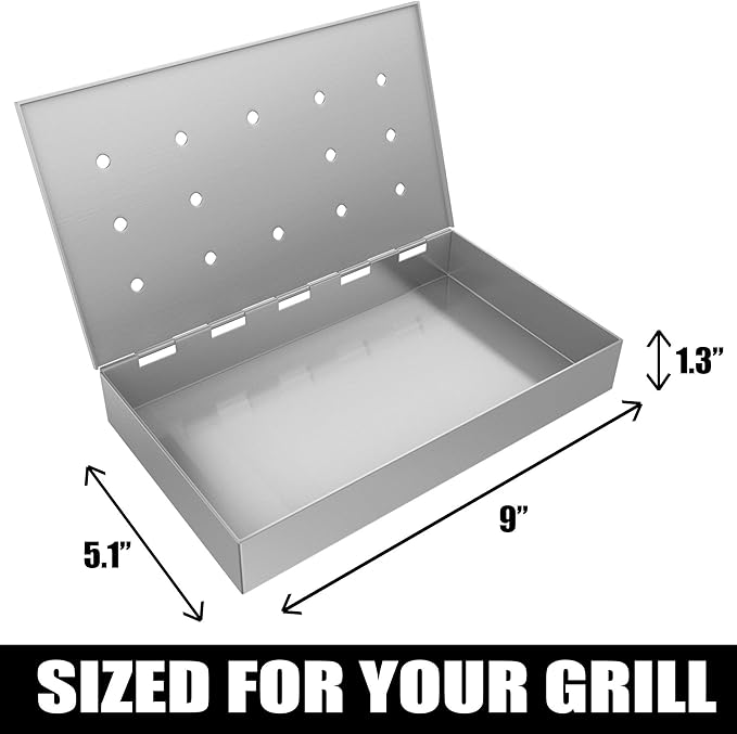 Cave Tools Grill Smoker Box Starter Kit for Wood Chips, Stainless Steel Bucket Style with Hinged Lid, BBQ Grill and Smoker Accessories - Large