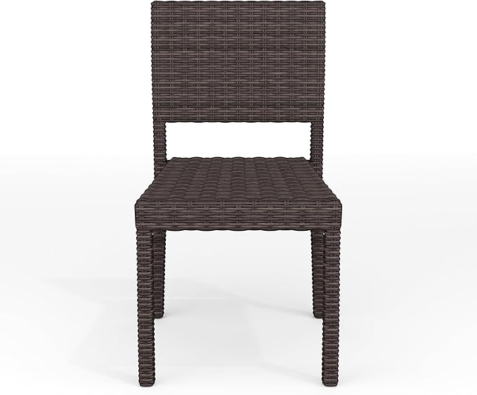 Martha Stewart Bedford Indoor-Outdoor Stackable Patio Chair with Rattan Wicker Finish in Brown