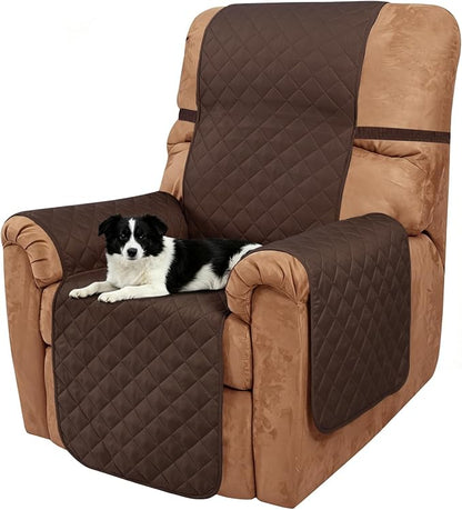 Reversible Chair Covers for Recliner Oversized, Chocolate | Recliner Oversized Covers for Living Room with Elastic Straps, Water Repellent, Chair Protectors Covers for Dogs