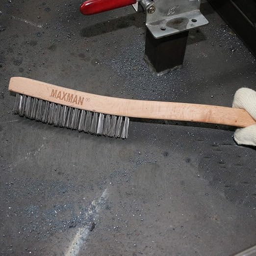 MAXMAN Wire Brush, Heavy Duty Stainless Steel Wire Brushes for Cleaning Rust, Grill Brush, Steel Brush for Paint Removal, Welding, Stiff Bristle Metal Brush with 14" Long Beech Handle, Large | Long Beech Handle, Large Size, Wire Brushes for Cleaning Ru...