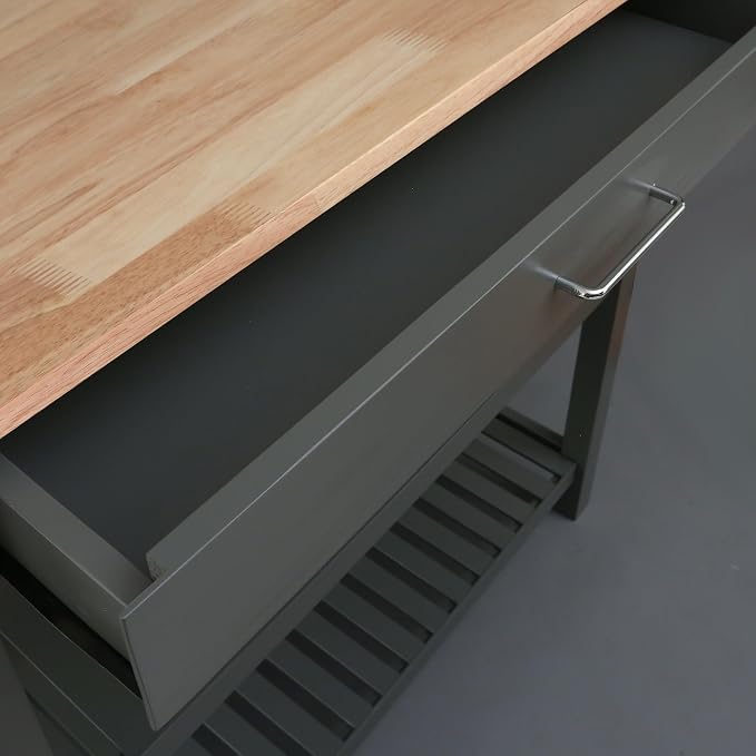 Casual Home Kitchen Island with Solid American Hardwood Top, Slate Gray, 40" W (373-932)