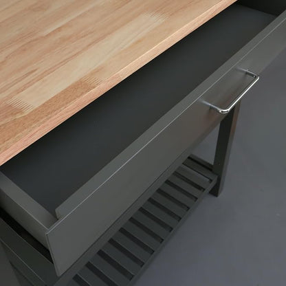 Casual Home Kitchen Island with Solid American Hardwood Top, Slate Gray, 40" W (373-932)