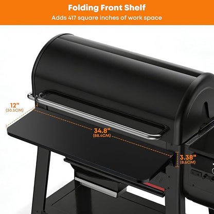 Stanbroil Folding Front Shelf for Weber Searwood 600 XL Pellet Grill, Grill Accessories to Add Work Space, Storage and Food Prep, 34.8" L X 12" W