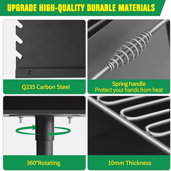 Park Style Charcoal Grill Heavy Duty, Outdoor BBQ Grill with Grate, Park Grill for Backyard, Camping, Commercial Use, Small Charcoal Grills for Outdoor Park (25'' L x 17'' W x 11'' H)