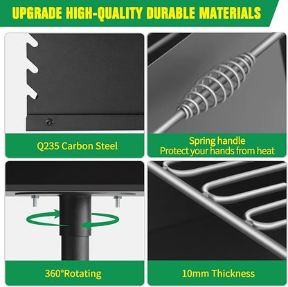 Park Style Charcoal Grill Heavy Duty, Outdoor BBQ Grill with Grate, Park Grill for Backyard, Camping, Commercial Use, Small Charcoal Grills for Outdoor Park (25'' L x 17'' W x 11'' H)