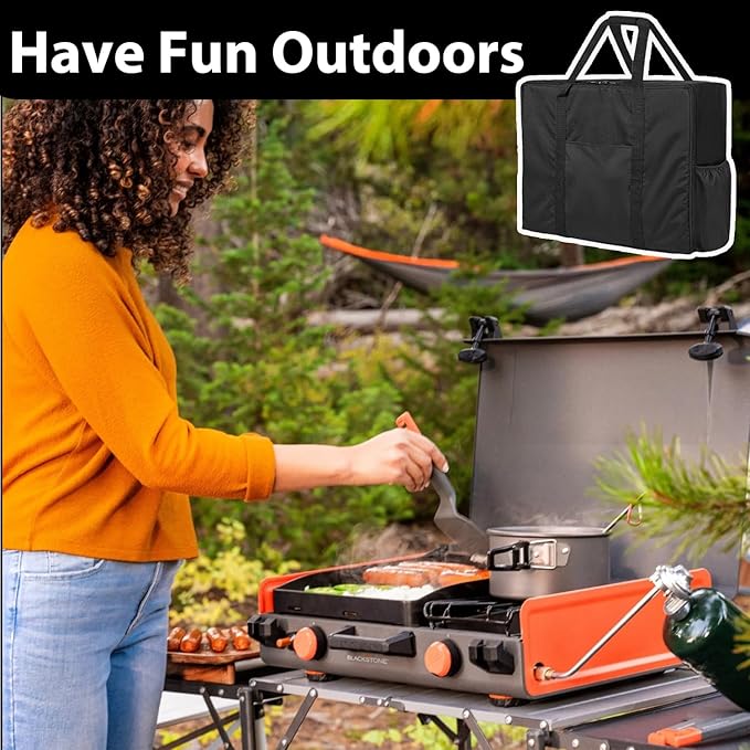 Griddle Carry Bag for Blackstone 2363 2250 2246 2364 Adventure Ready 14" Propane Camping Griddle with Side Burner, Storage Bag with Handles & Side Pockets, Portable Carrying Case
