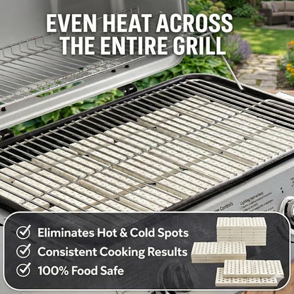 BBQ King Ceramic Grill Briquettes 15-Pack Self-Cleaning Reduces Flare Ups Replaces Lava Rocks 270 Sq in Coverage Compatible with Turbo Nexgrill Members Mark Char-Broil Gas Grills