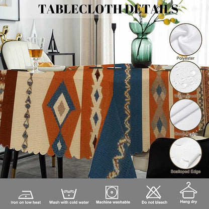 Swono Tribal Patterns Rectangular Tablecloth Vintage Geometric Native Southwestern Style Washable Table Cloth Kitchen Dining Room Table Cover for Party Dinner 50x72 Inch Tablecloths