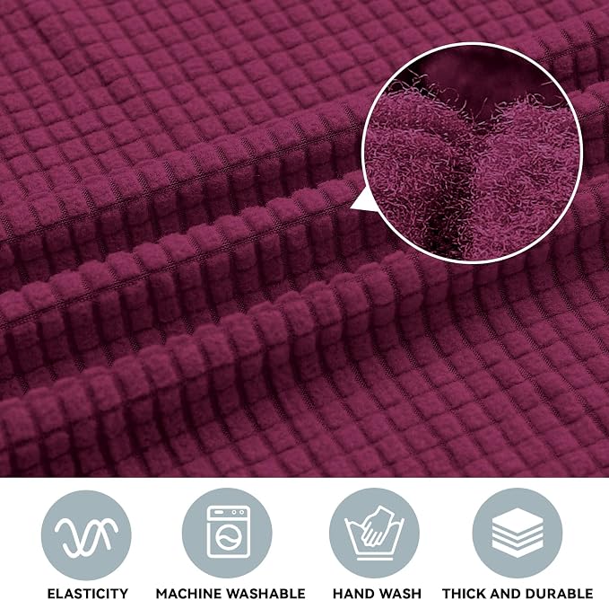 LURKA Stretch Oversized Sofa Slipcovers 1 Piece Couch Covers for 3 Cushion Couch Sofa Furniture Protector Full Sofa Covers with Elastic Bottom for Kids and Pet (X-Large, Wine)