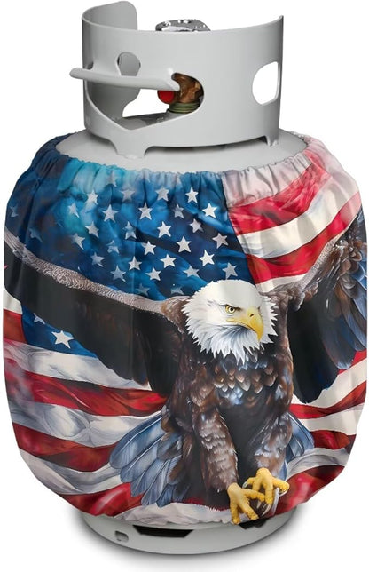 American Eagle Propane Tank Cover Fits Standard 20 lb Tank Cylinde Travel Trailer Propane Covers with Elastic Slip in Gas Cover Water & Wear-Resistant for Outdoor and Indoor Use