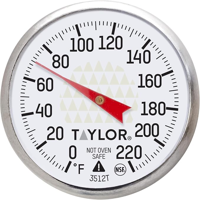 Taylor Instant Read Analog Meat Food Grill BBQ Cooking Kitchen Thermometer with Red Pocket Sleeve Clip, 1 Inch Dial