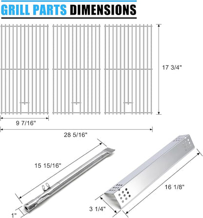 Replacement Parts for Monument Grill 35633 41847NG 24367 24633, A0212926 Main Burner & D010012307 Flame Tamer & A0212804 Cooking Grid & Grease Tray & Igniter for 35633 Monument Grill