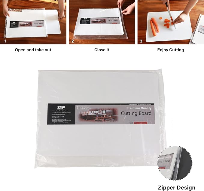 ZVP Disposable Cutting Boards 30 Count, Collapsible Cutting Board Sheet with Built-in Crease, Flexible Plastic Cutting Mat for Kitchen and Commercial Use, 17 x 12 In White