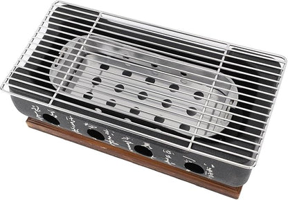 Semme Charcoal Hibachi Grill Japanese Grill Japanese Portable BBQ Stove Compact Charcoal Barbecue with Quick Heating for Camping Outdoor Cooking (XL)