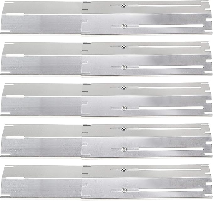 Criditpid Universal Replacement Stainless Steel Heat Plate, Heat Tent, Flavorizer Bar, Burner Cover, Flame Tamer for Brinkmann, Charbroil, Nexgrill, Backyard, Extends from 11.75" up to 21" L, 5-Pack