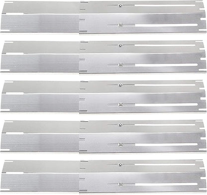 Criditpid Universal Replacement Stainless Steel Heat Plate, Heat Tent, Flavorizer Bar, Burner Cover, Flame Tamer for Brinkmann, Charbroil, Nexgrill, Backyard, Extends from 11.75" up to 21" L, 5-Pack