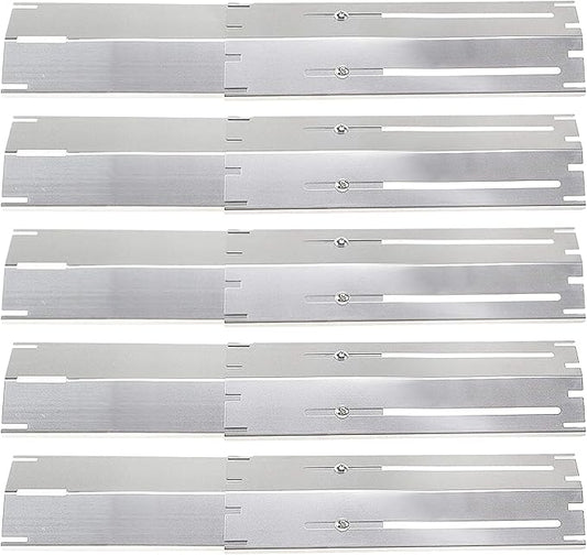 Criditpid Universal Replacement Stainless Steel Heat Plate, Heat Tent, Flavorizer Bar, Burner Cover, Flame Tamer for Brinkmann, Charbroil, Nexgrill, Backyard, Extends from 11.75" up to 21" L, 5-Pack