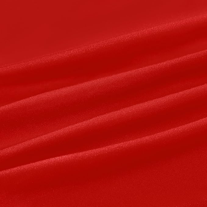 NEWISHER Round Fitted Table Cover Spandex Stretch Tablecloth 48 inch | Elastic Edged Table Cloth, Red Table Top Cover, Washable Tablecloth for Dining Picnic Patio