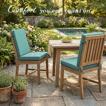 California Umbrella Outdoor Dining Chair, Set of 2 Patio Seat Cushions, 20 x 40 Inch, Premium Outdoor Memory Foam, Fade Resistant, Sunbrella Fabric, Fabric Ties, Aruba