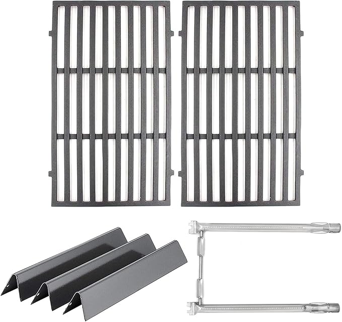Hongso 17.5" Grill Grates, 15.3" Flavorizer Bars, 18" Burner Tubes, Replacement Parts for Weber Spirit 200 Series E/S 210 215 220, Spirit II 210 & GS4 II E-210, E-220 Grill (Front-Mounted Control)
