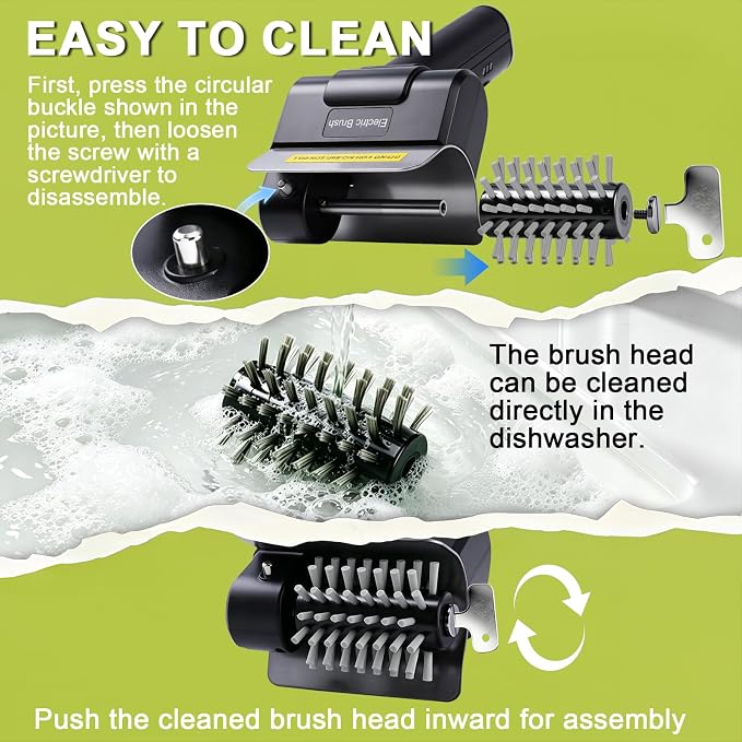 BBQ Electric Grill Brush for Outdoor Grill, Electric Grill Cleaner Brush | 1100RPM electric bbq grill brush with Dual Safety Lock, Splash-Proof Grill Cleaning Brushes Scrubber, 2 Stainless Steel Heads