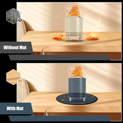 20'' Fire Pit Mat for Solo Stove Mesa/XL Tabletop Fire Pit,3-Layer Fireproof Heat Resistant Under Grill Mat,Easy-to-Clean Waterproof & Non-Slip-Blue
