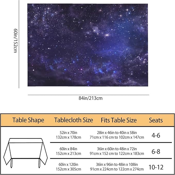TKS MITLAN Tablecloth Galaxy Universe Table Cloth Rectangle Table 60 x 84 Inch Starry Night Sky Stars Outer Space Kitchen Decorations for Home Dinner Party