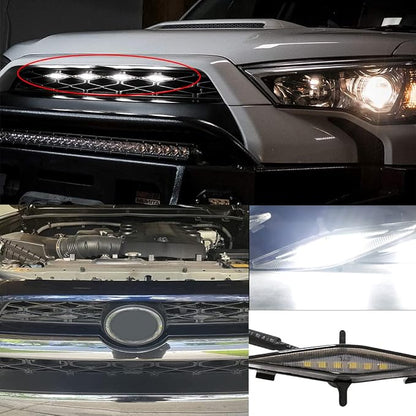 White Grille Lights for 4Runner TRD Pro 2014-2023, Smoked Shell LED Grill Light for 4Runner TRD Off-Road, Limited, SR5 2014-2019 with Fuse