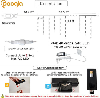 35 Colors Icicle Lights for Outside, 39FT Icicle Christmas Lights | Outdoor Roof Christmas Lights with Remote, Color Changing LED Hanging String Lights for Roof Window Halloween Decorations