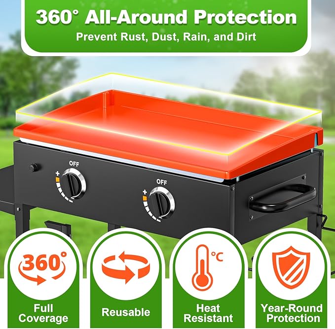 LOPNUR Full-Edge Silicone Grill Cover 28 Inch for Blackstone Griddle, Upgraded Heavy Duty Food Grade Silicone Mat for Blackstone Griddle Accessories, Protects Outdoor Grill from Dust and Rust Yearly