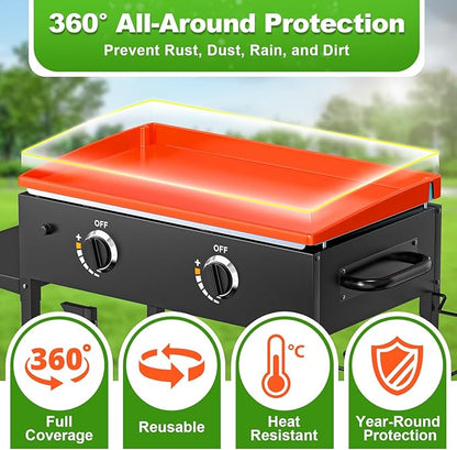 LOPNUR Full-Edge Silicone Grill Cover 28 Inch for Blackstone Griddle, Upgraded Heavy Duty Food Grade Silicone Mat for Blackstone Griddle Accessories, Protects Outdoor Grill from Dust and Rust Yearly
