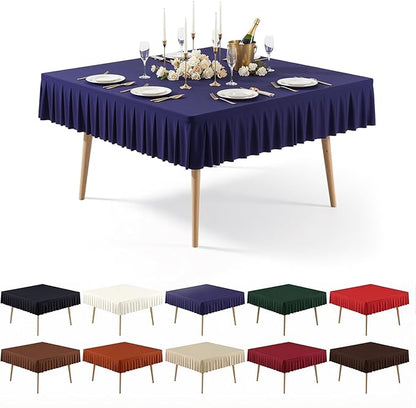 PARTISKY Navy Blue Spandex Square Tablecloths 54x54 Inch, Wrinkle Free Fitted Card Table Cloth Stretch Square Table Cover for Kitchen Dinner, Holiday Party, Wedding Banquet, Display Trade Show