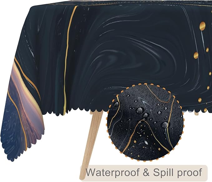 70x108inches Marble Tablecloth Navy Blue Pink Gold Marble Texture Modern Art Table Cloth Washable and Wrinkle Resistant Table Cover for Kitchen Dining Room Buffet Banquet Party Decorations