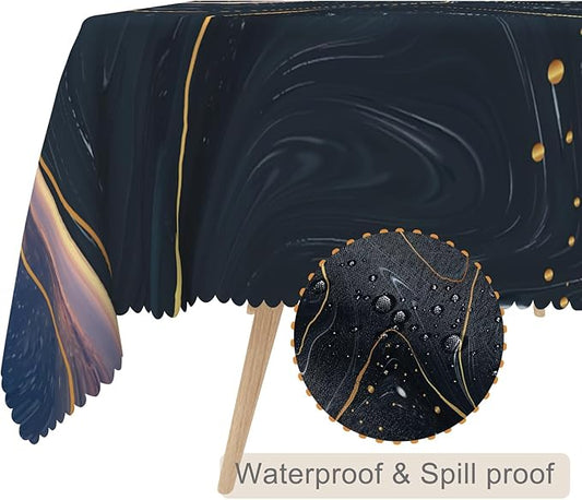 70x108inches Marble Tablecloth Navy Blue Pink Gold Marble Texture Modern Art Table Cloth Washable and Wrinkle Resistant Table Cover for Kitchen Dining Room Buffet Banquet Party Decorations