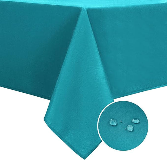 DWCN Square Tablecloth - 54 x 54 Inch - Waterproof Stain and Wrinkle Resistant Washable Table Cloth, Decorative Fabric Table Cover for Kitchen Dining Room Party and Outdoor Use, Turquoise