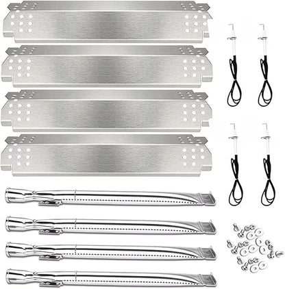 Utheer Grill Replacement Parts for Nexgrill 4 Burner 720-0830H 720-0783E 720-0888 720-0888N, Nexgrill Replacement Parts 4 Burner Included 4 Grill Burner Tube, 4 Heat Plates Shield Tent, 4 Ignitors