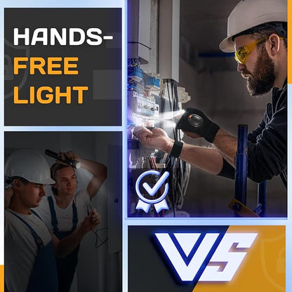 PARIGO Flashlight Gloves for Men Rechargeable (1 Pair) Stocking Stuffers for Men Dad Him Husband Teen Boys, Christmas Birthday Gifts Cool Gadgets Led Gloves for Fishing Camping Repairing