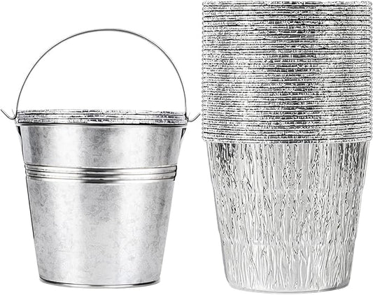 30-Pack Grease Liner and 1 Pack Sliver Bucket, Grill Drip Cups Compatible for Traeger Pro Series 575/780, 22/34 Series, Grill Accessories and Drip Tray Liner
