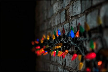 Christmas C3 Bulbs Light String 50 LED Multicolor Strawberry Xmas Tree Outdoor Indoor Waterproof Decoration Plug in 18 Feet Used for Patio Party Festive Courtyard Home (Multicolor)