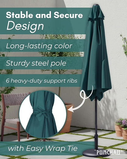 6 Ft Outdoor Patio Umbrella, Easy Open/Close Crank and Push Button Tilt Adjustment - Dark Teal Market Umbrellas