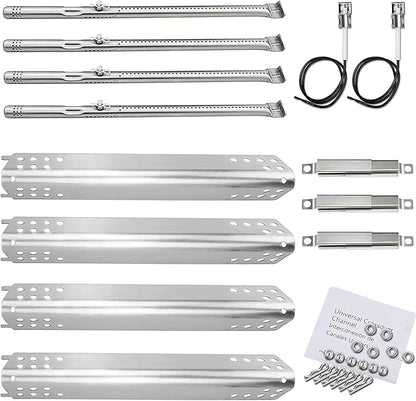 Utheer Grill Replacement Parts for Charbroil Advantage Series 4 Burner 463344116 466344116 Gas Grills, Stainless Steel Grill Burner Tube, Heat Plate Tent Shield, Adjustable Crossover Tube Grill Parts