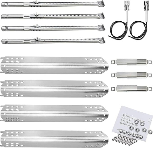 Utheer Grill Replacement Parts for Charbroil Advantage Series 4 Burner 463344116 466344116 Gas Grills, Stainless Steel Grill Burner Tube, Heat Plate Tent Shield, Adjustable Crossover Tube Grill Parts