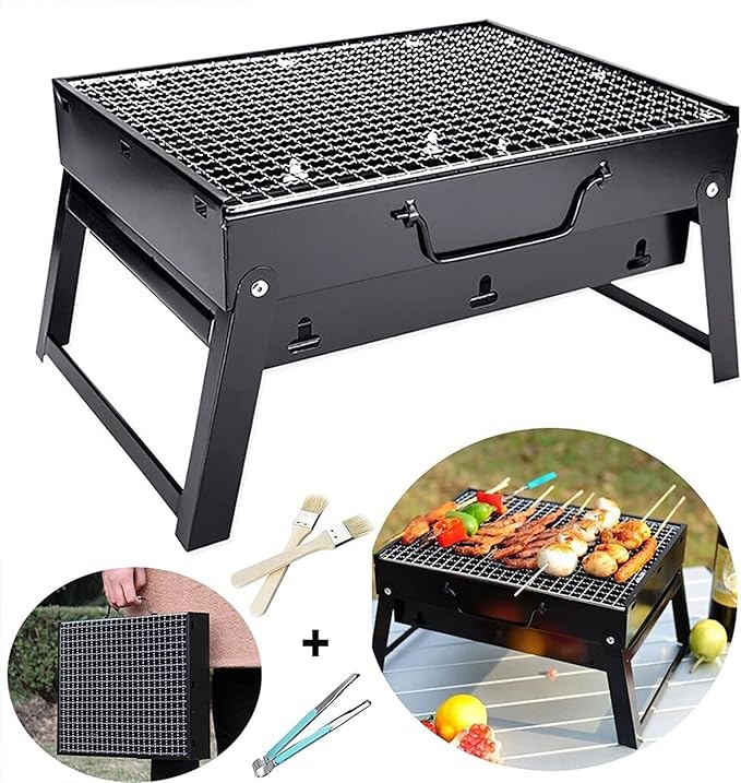 Portable Charcoal Grill Folding Barbecue Grill for Camping BBQ Outdoor Picnic Party Cooking Rack Tools Mini BBQ Grill Charcoal Grills,A-1